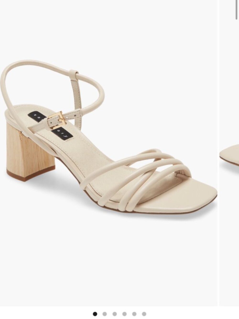 Sanctuary Ivory Strappy Square Toe Block Heel Sandals